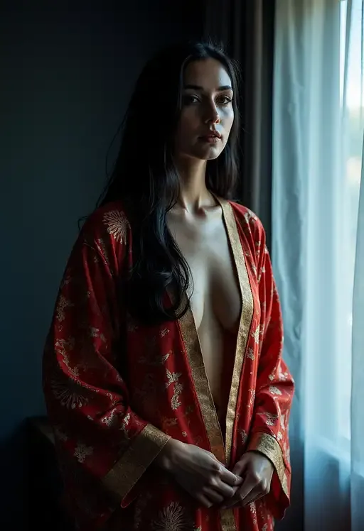 Elegant Dark Bedroom Portrait