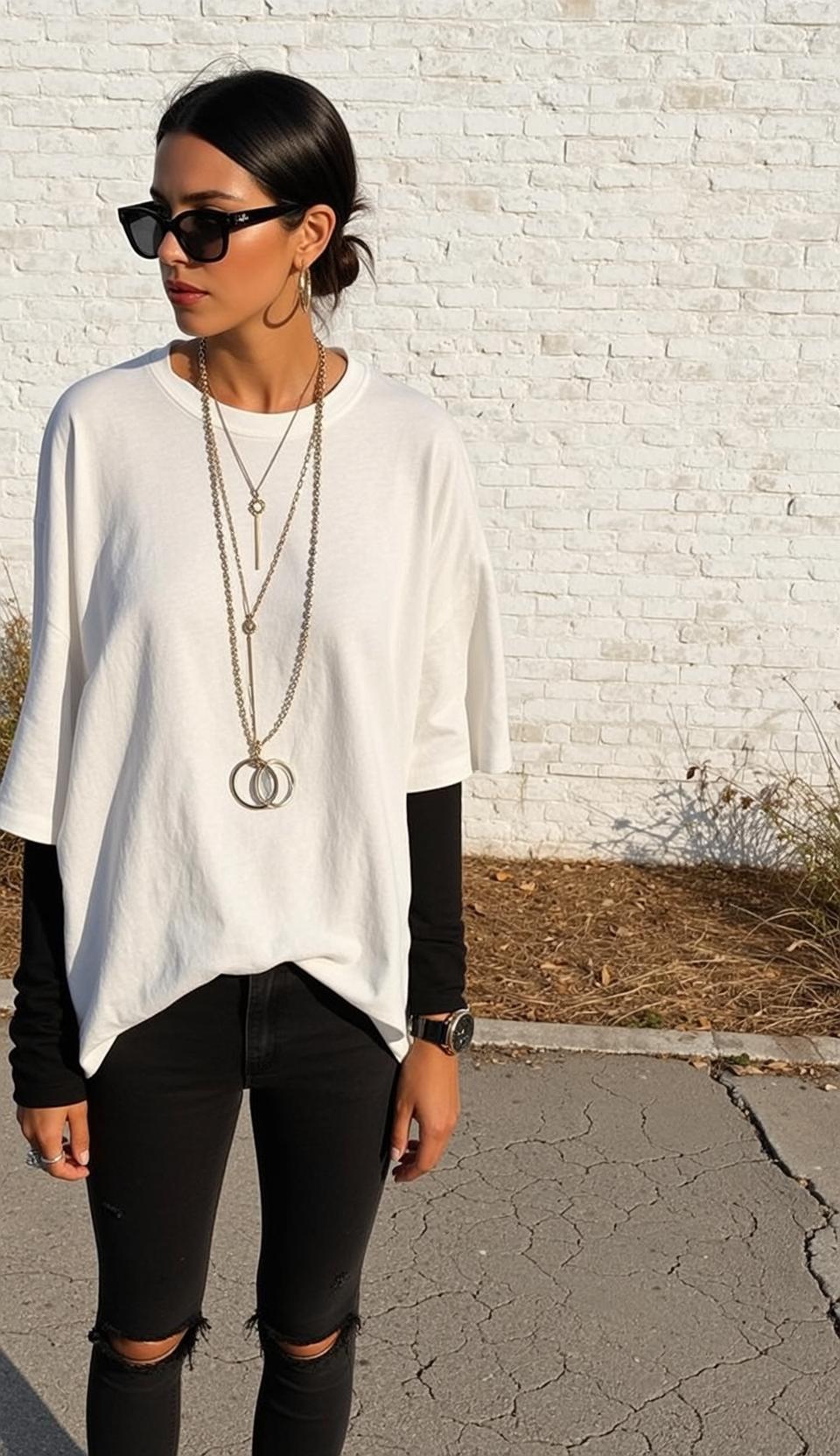 White Tee Brick Wall