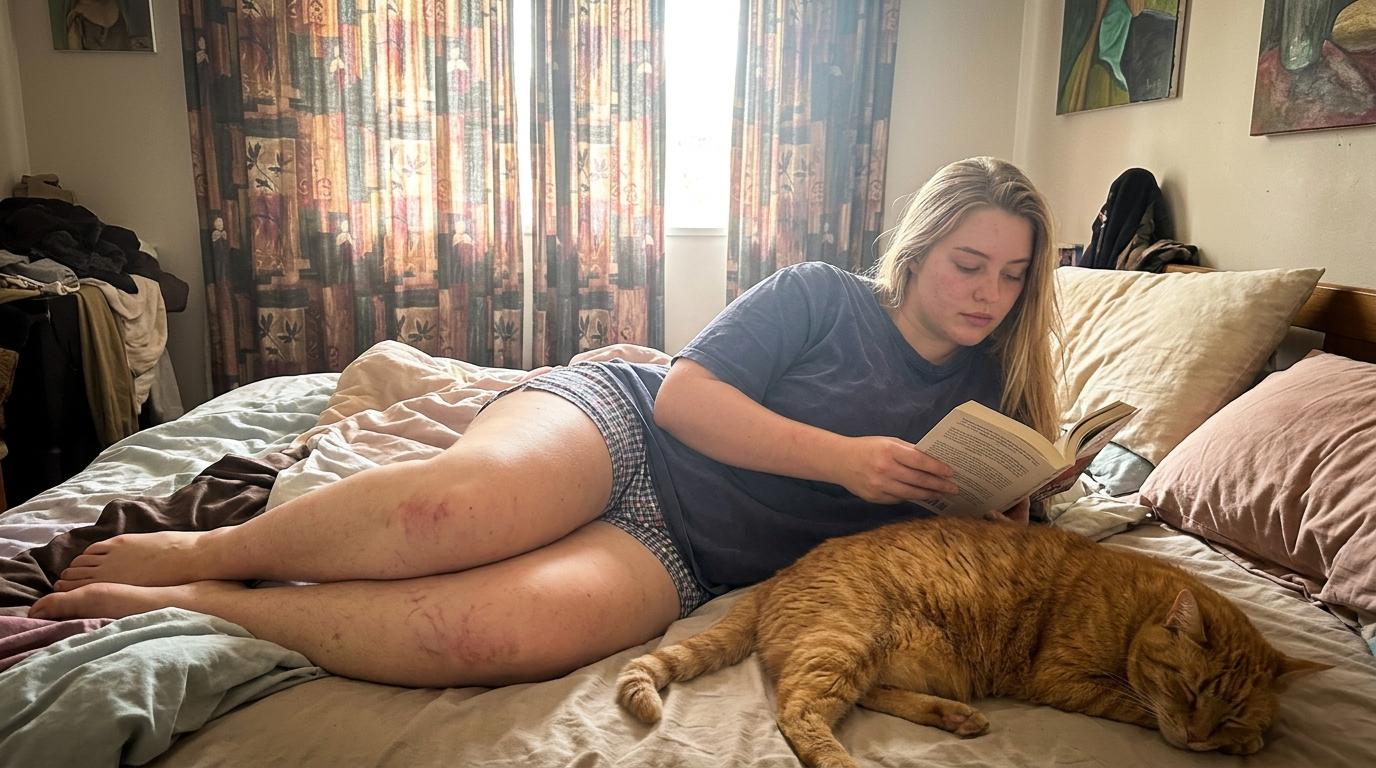 Unmade Bed Soft Rumpled Sheets Summer Afternoon