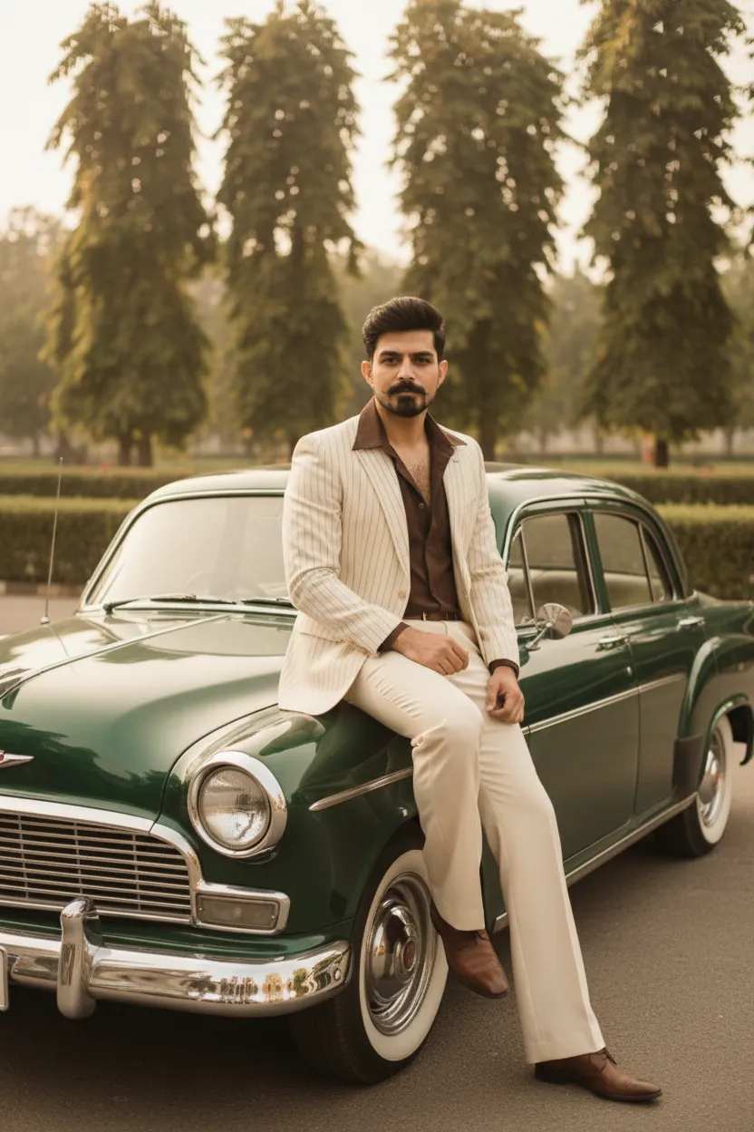 Stylish Man In Vintage Bollywood Style