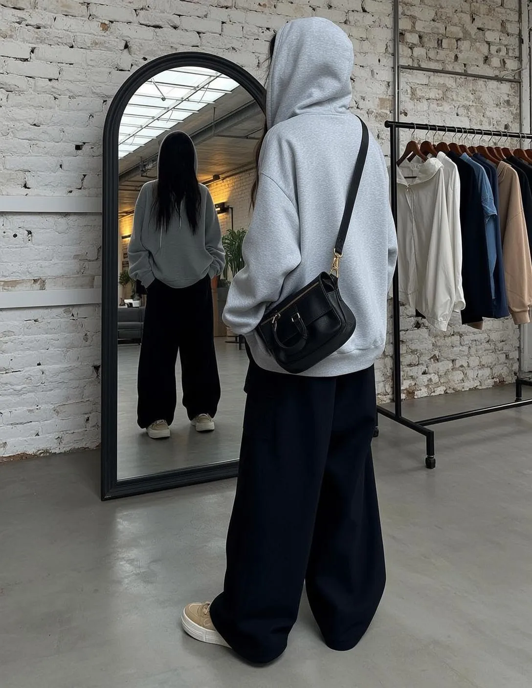 Acubi Long Black Fair Grey Hooded Sweatshirt
