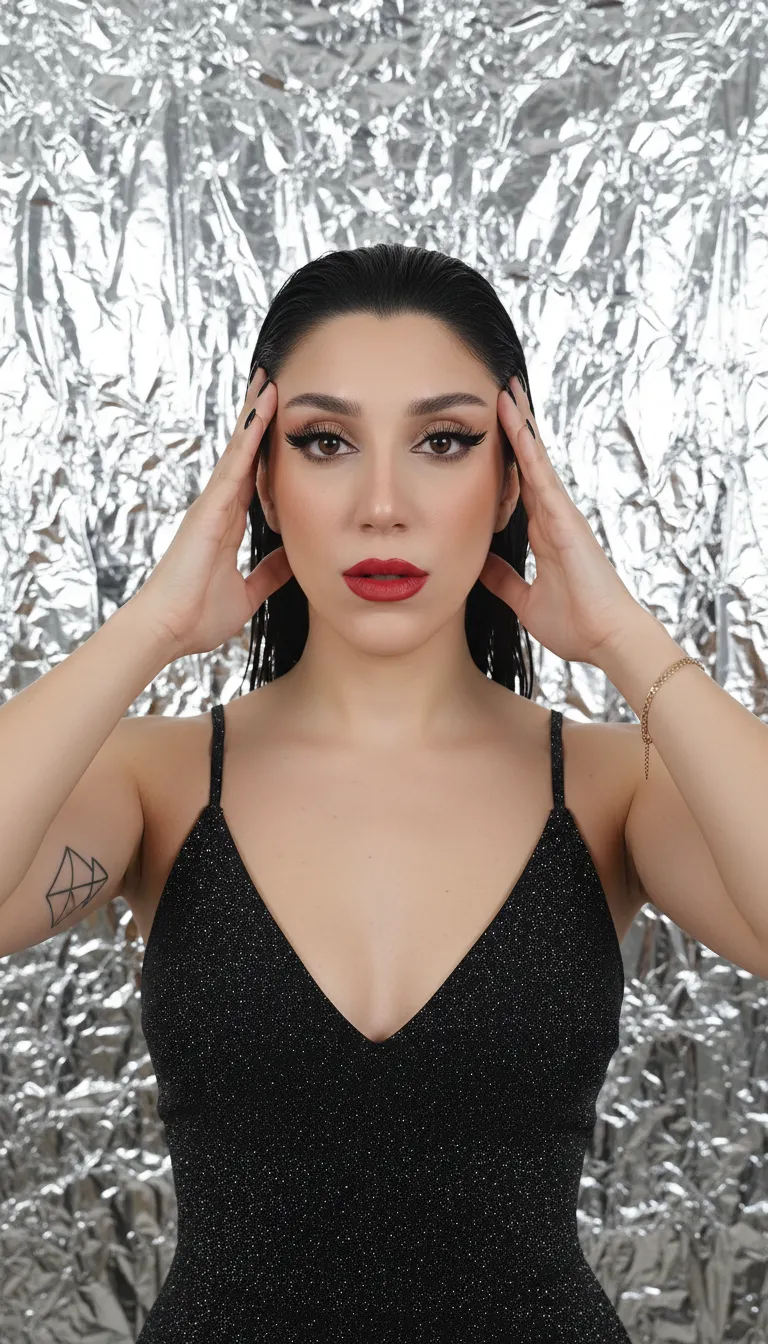 Tattoos Makeup Bracelets Nails And Lash Extensions In Studio Portrait