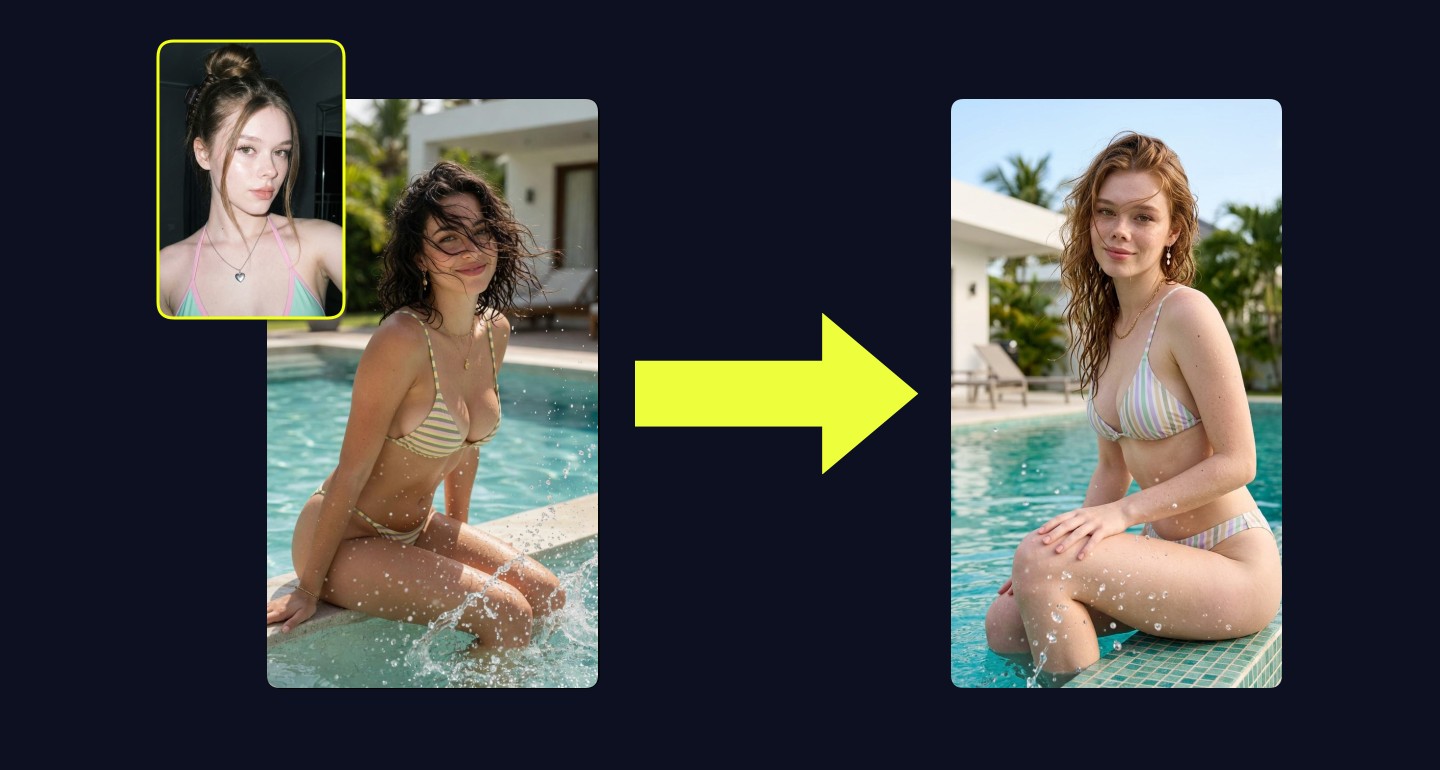 Mila remix walkthrough for Pool In Pastel Striped Bikini Bright Daylight