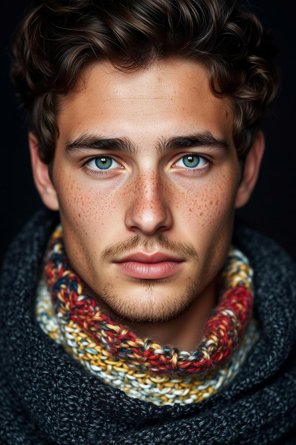 Striped Scarf Studio Portrait