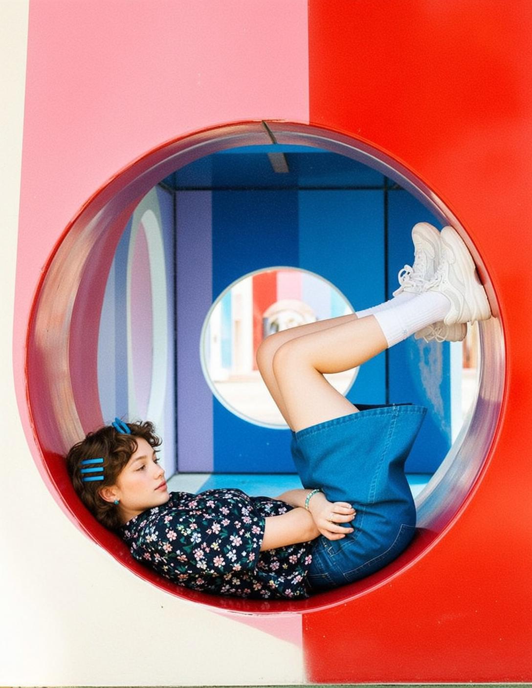 Fisheye Young Short Curly Brown Hair Blue