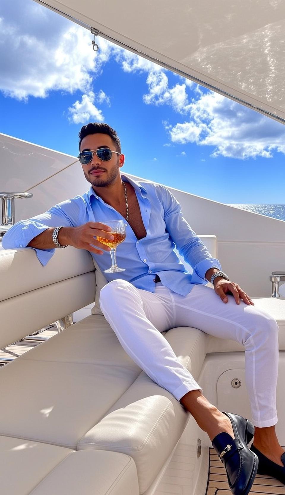 World Seated White Leather Sofa Yacht Holding