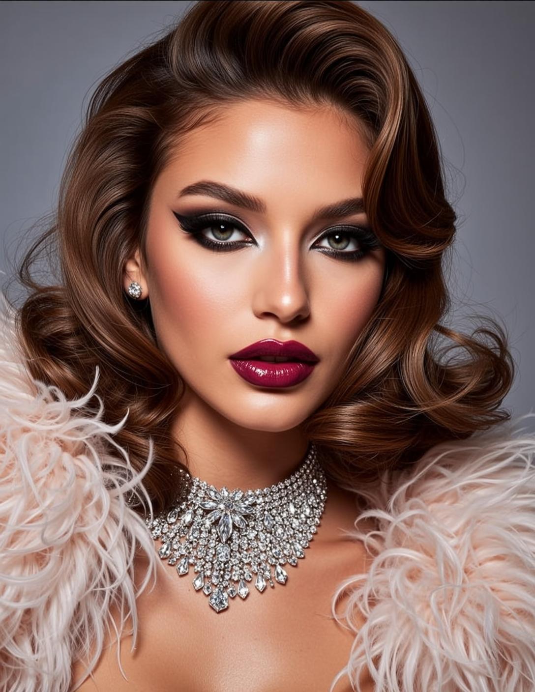 Makeup Posed Facing Directly Towards Her Head