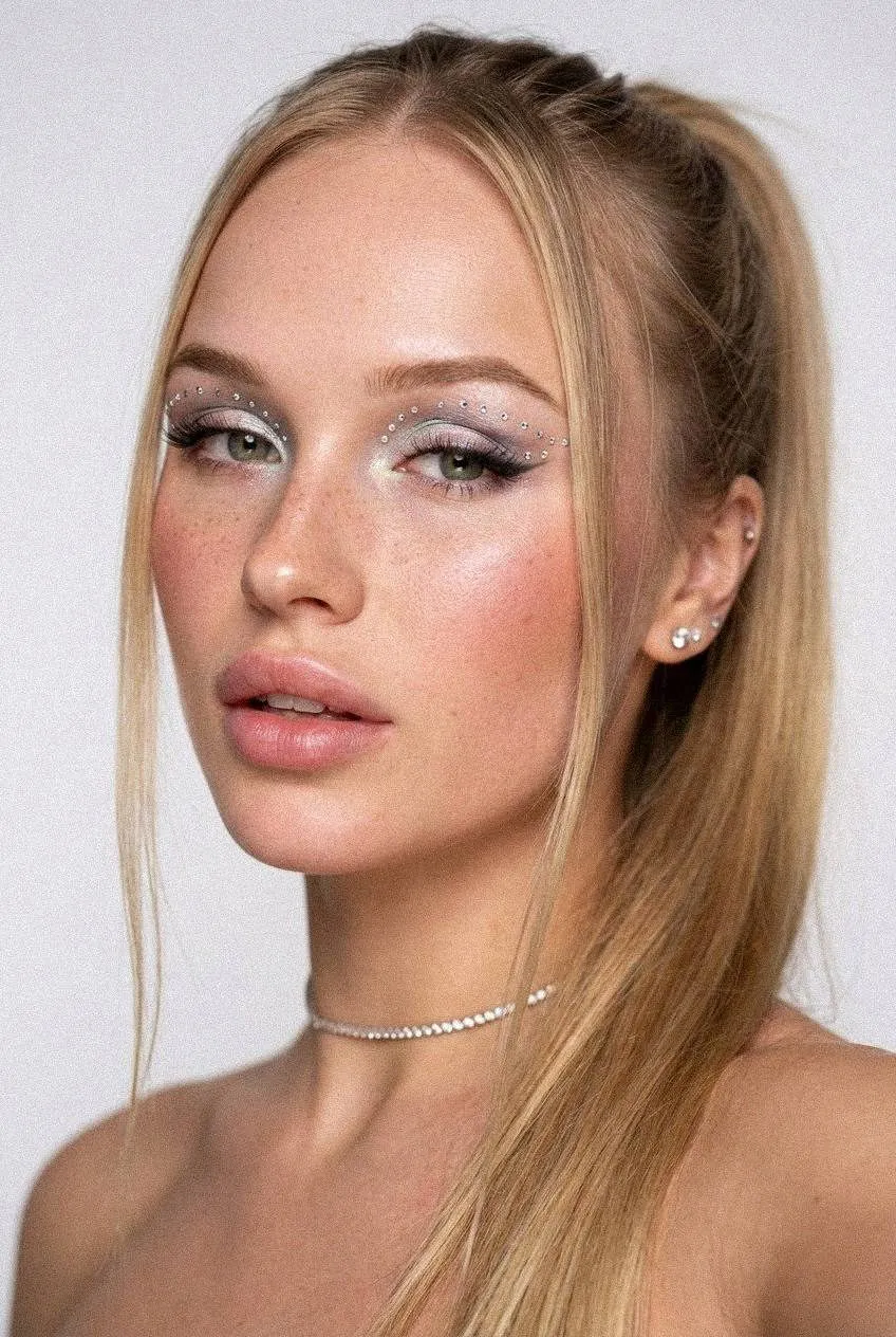 Makeup Earrings And Necklace In Selfie Portrait