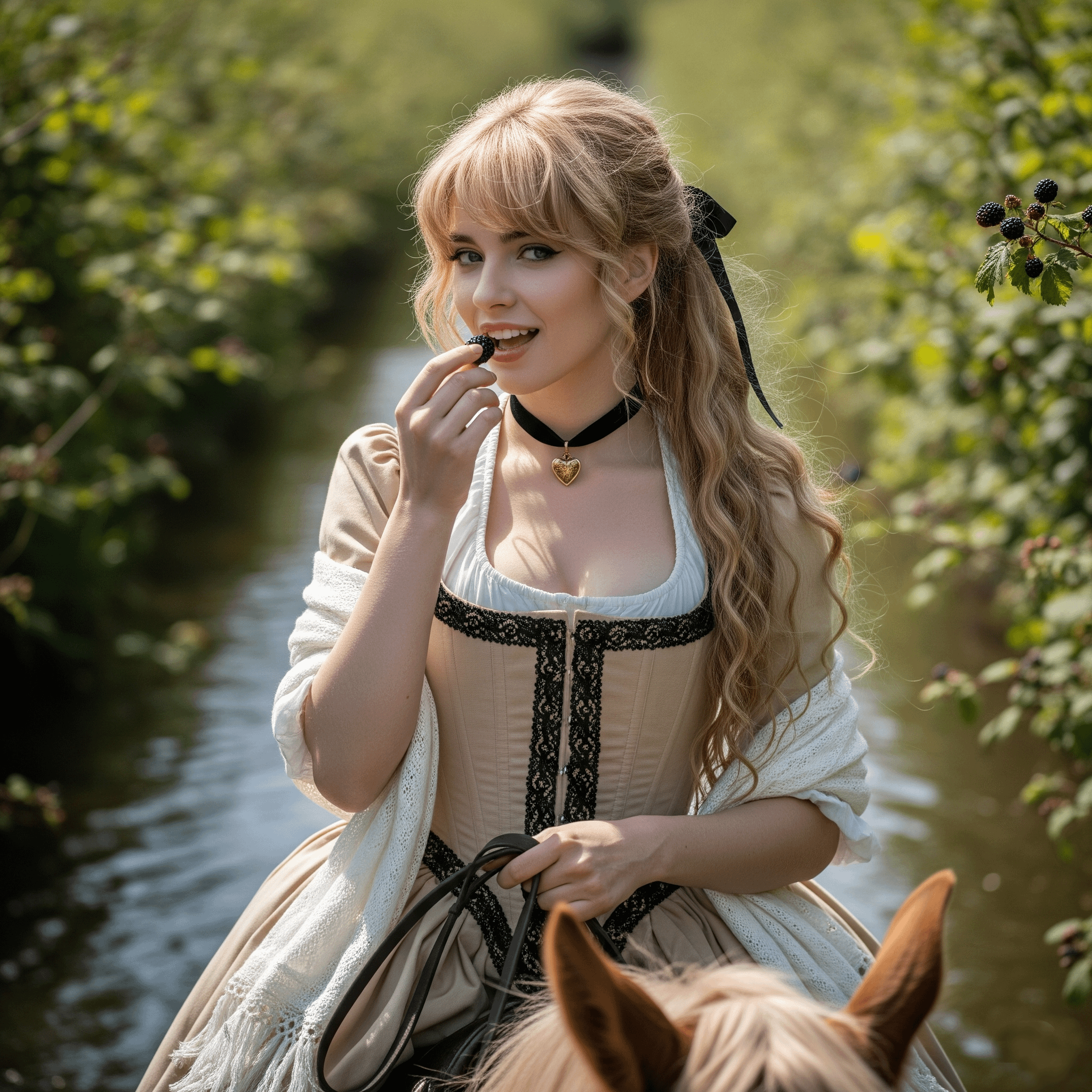 Riding Horse Blackberry Patch Beige Corset