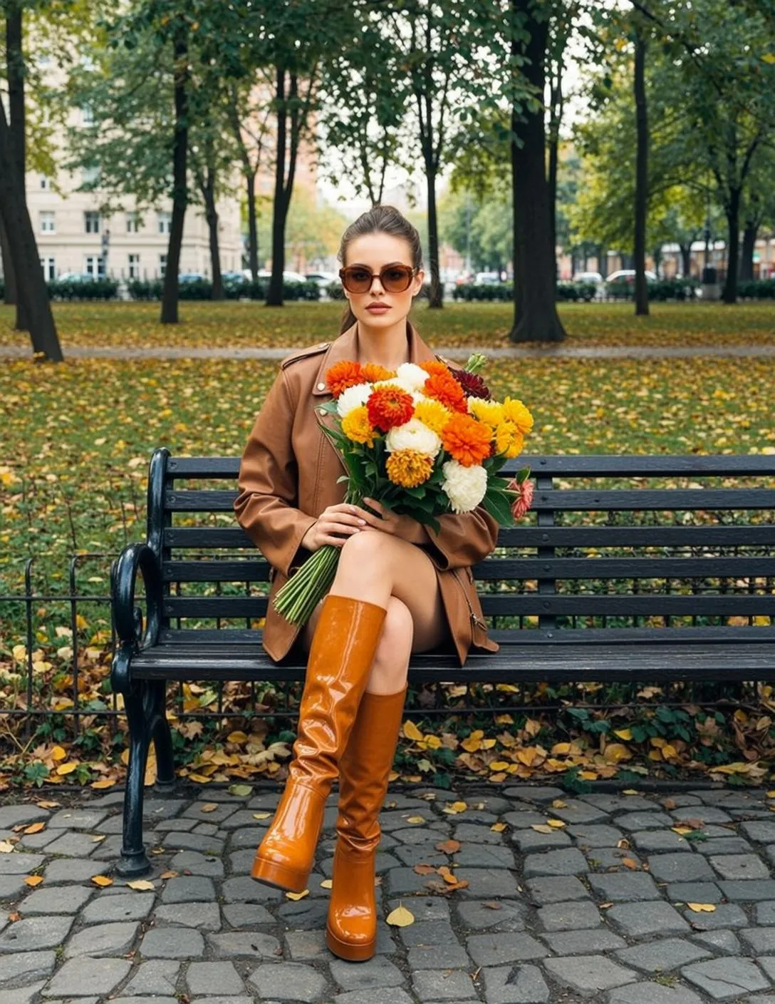 Brown Sunglasses In Autumn Fashion Portrait