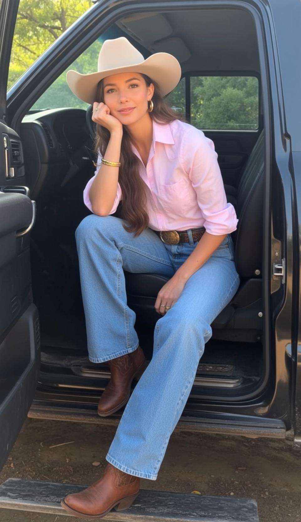 Pink Shirt Truck Portrait
