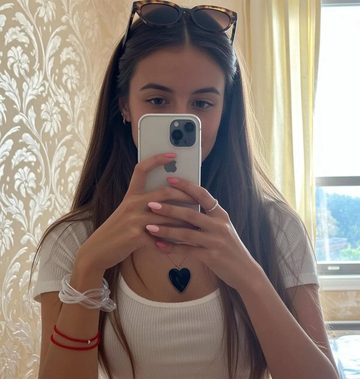 Sunglasses Earrings Bracelets Rings And Nails In Selfie Portrait