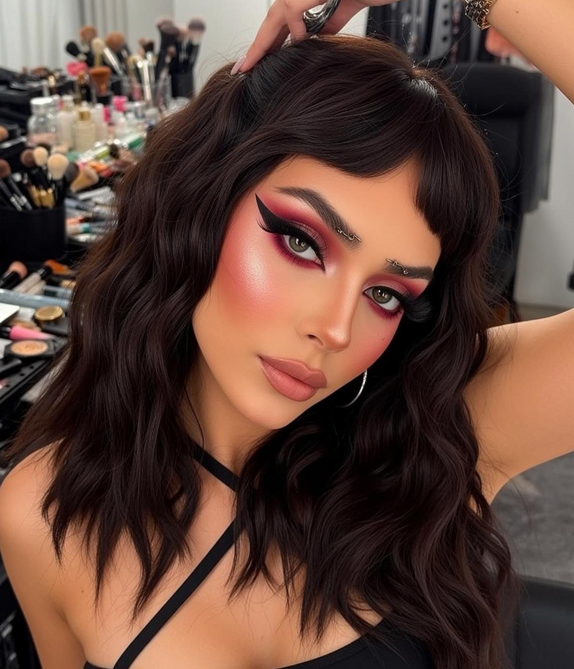 Glamorous Makeup Artist Studio Dark Hair Woman