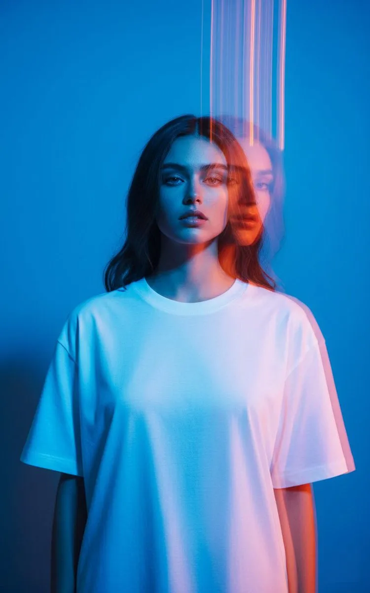 Blue Gradient Oversized Tee Portrait