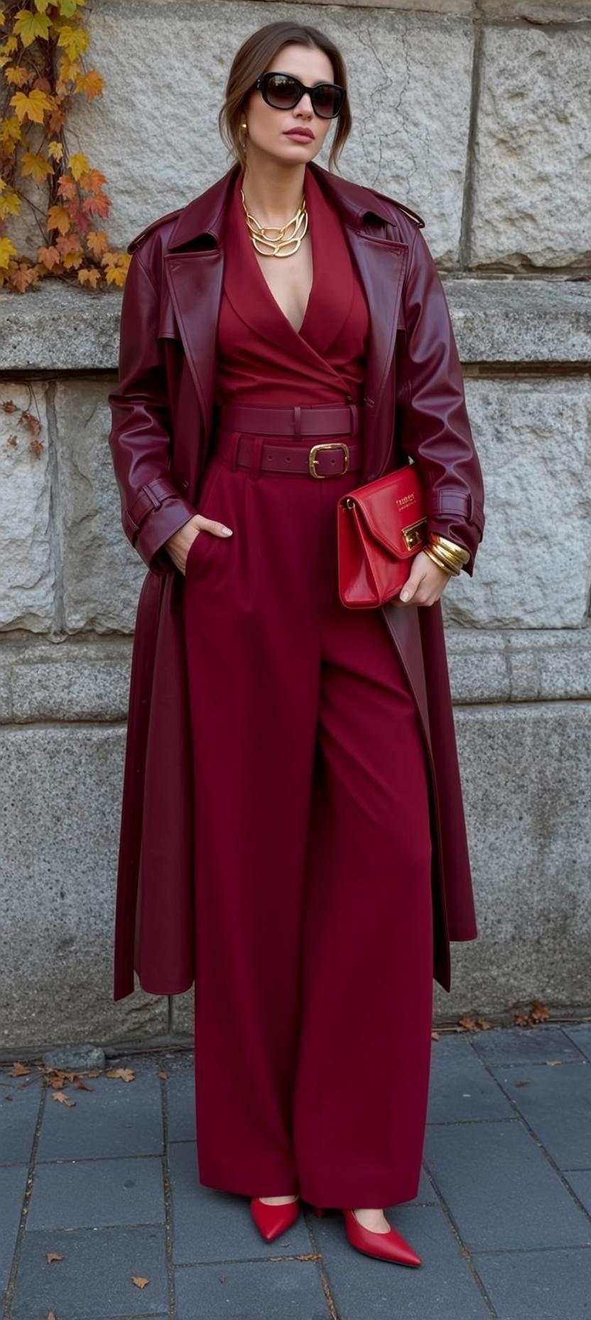 Autumn Pulled Back Fair Red V-neck Wrap