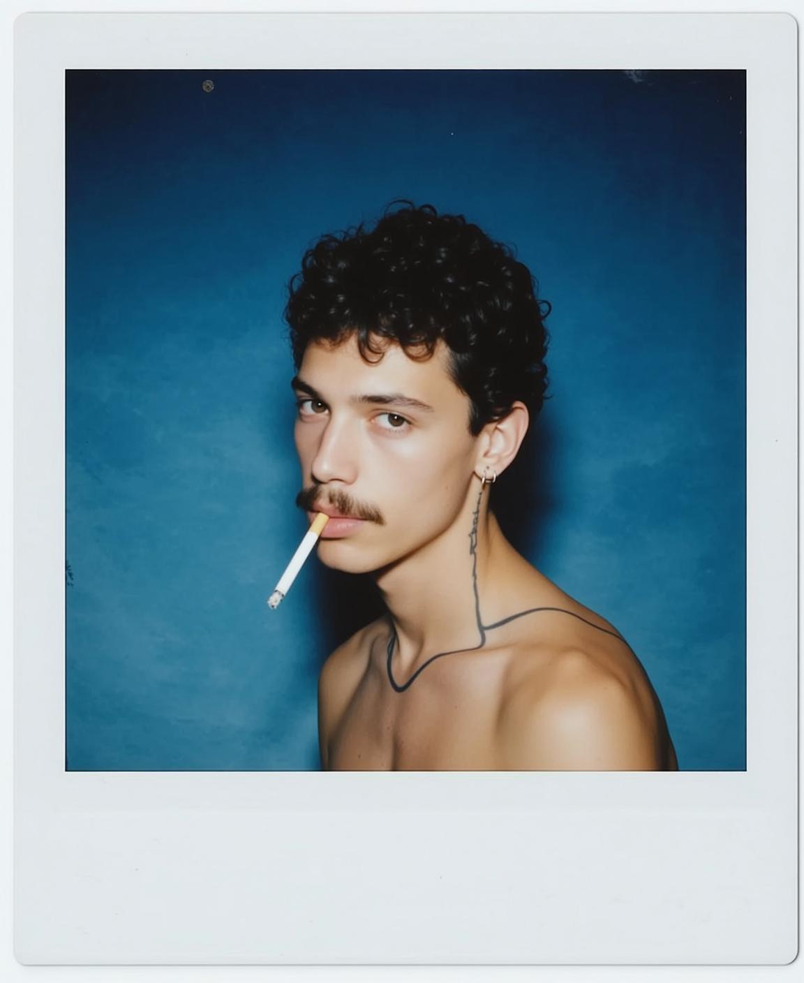 Mustache Cigarette Studio Portrait