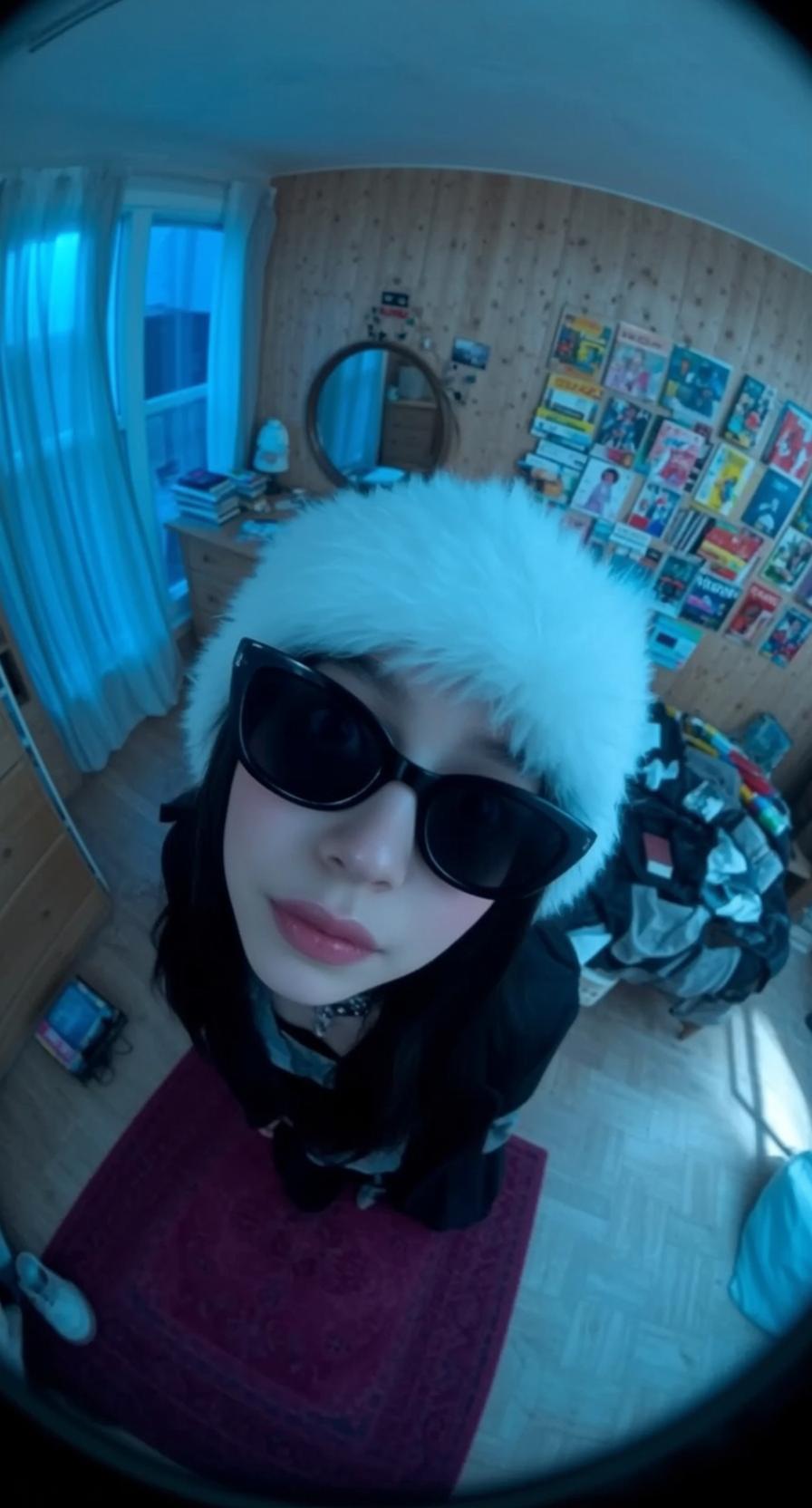 Fisheye Young Long Black Hair Pale Skin