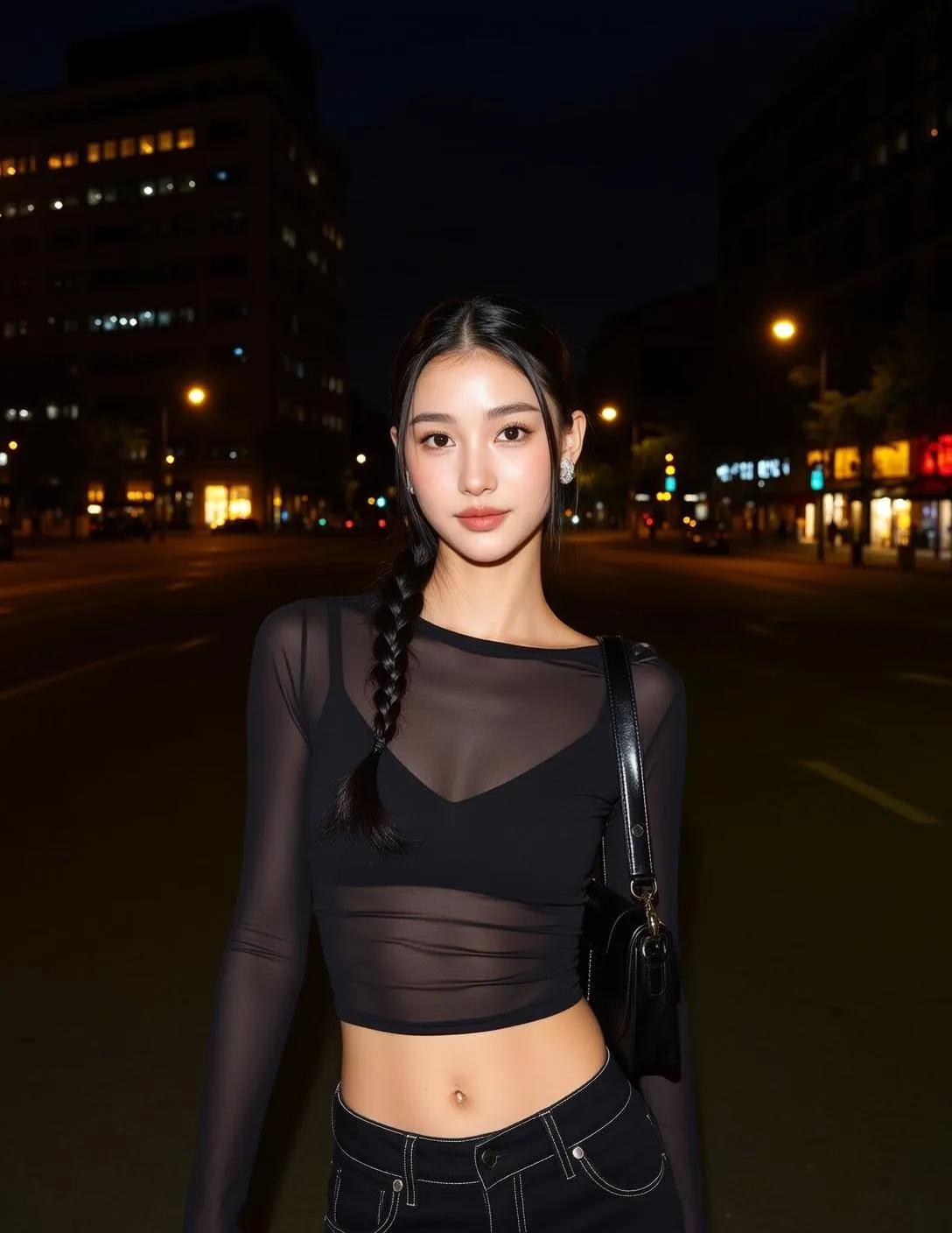 Mesh Crop Top Shoulder Bag