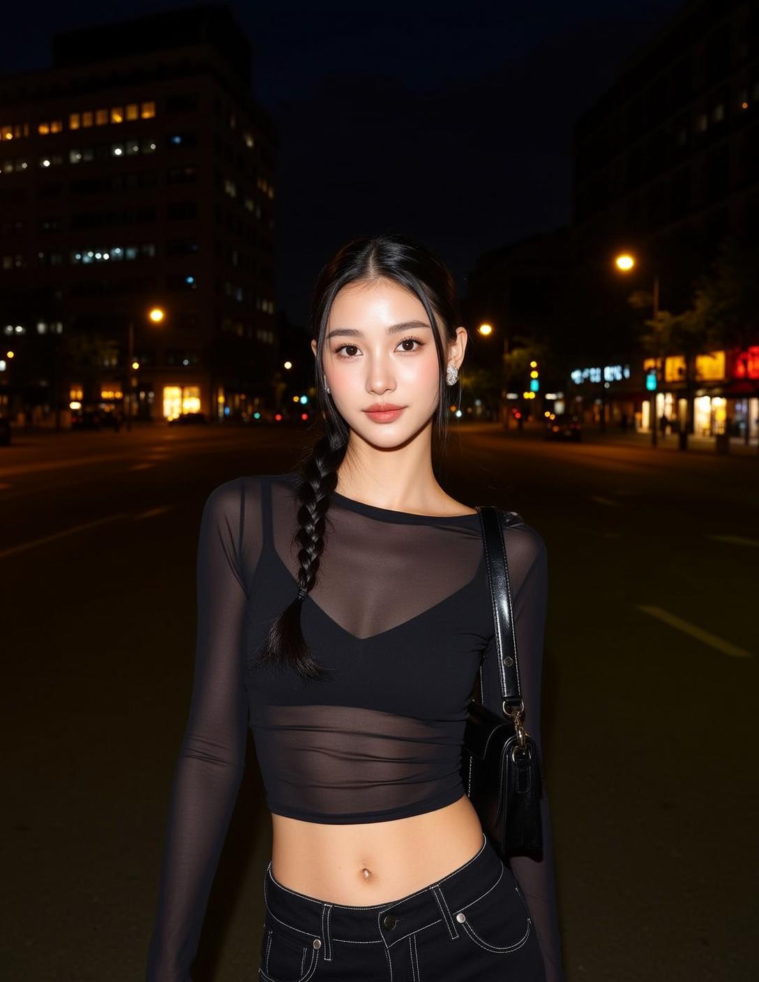 Mesh Crop Top Shoulder Bag