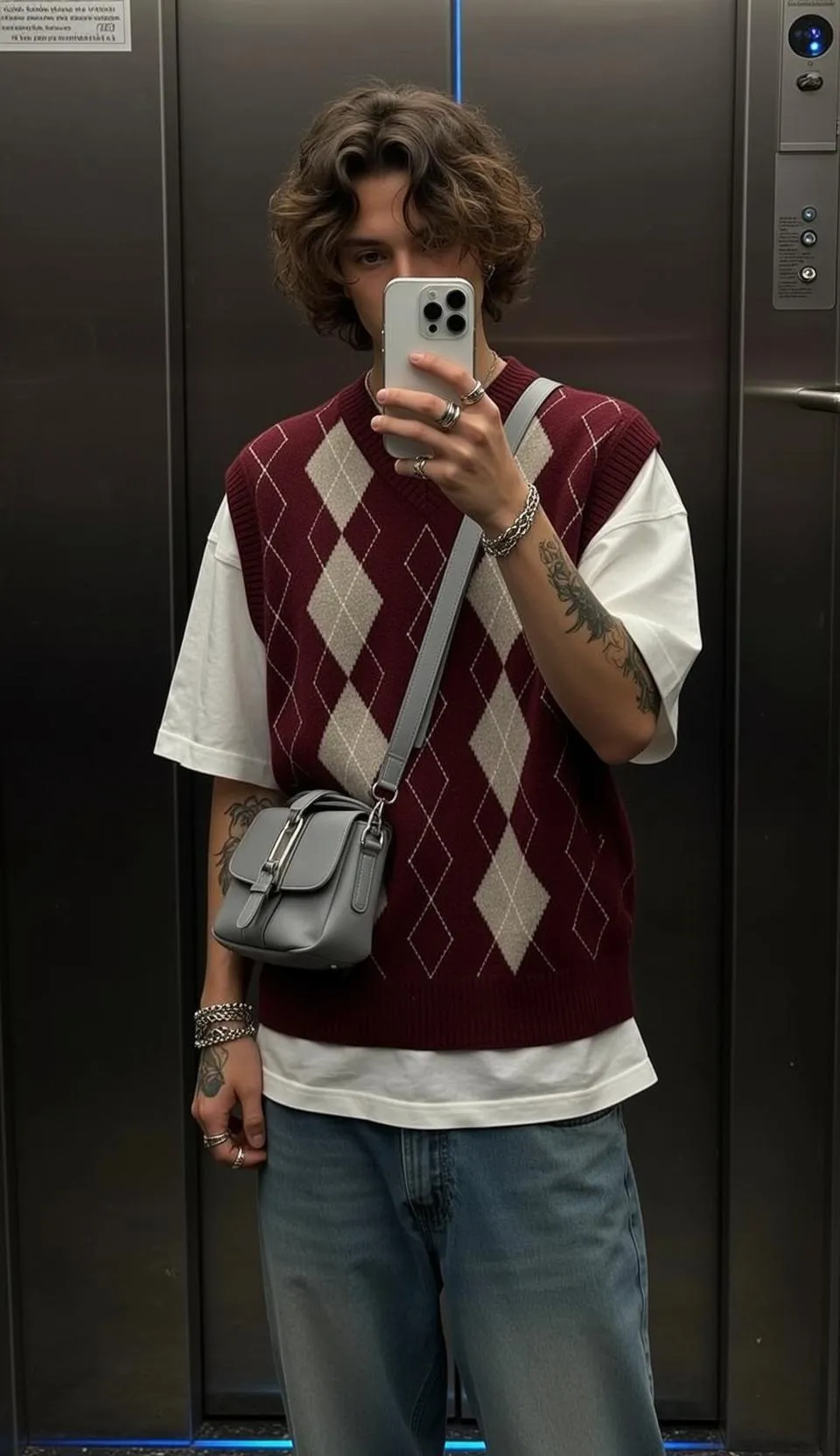 Tattoos And Bracelets And Rings In Elevator