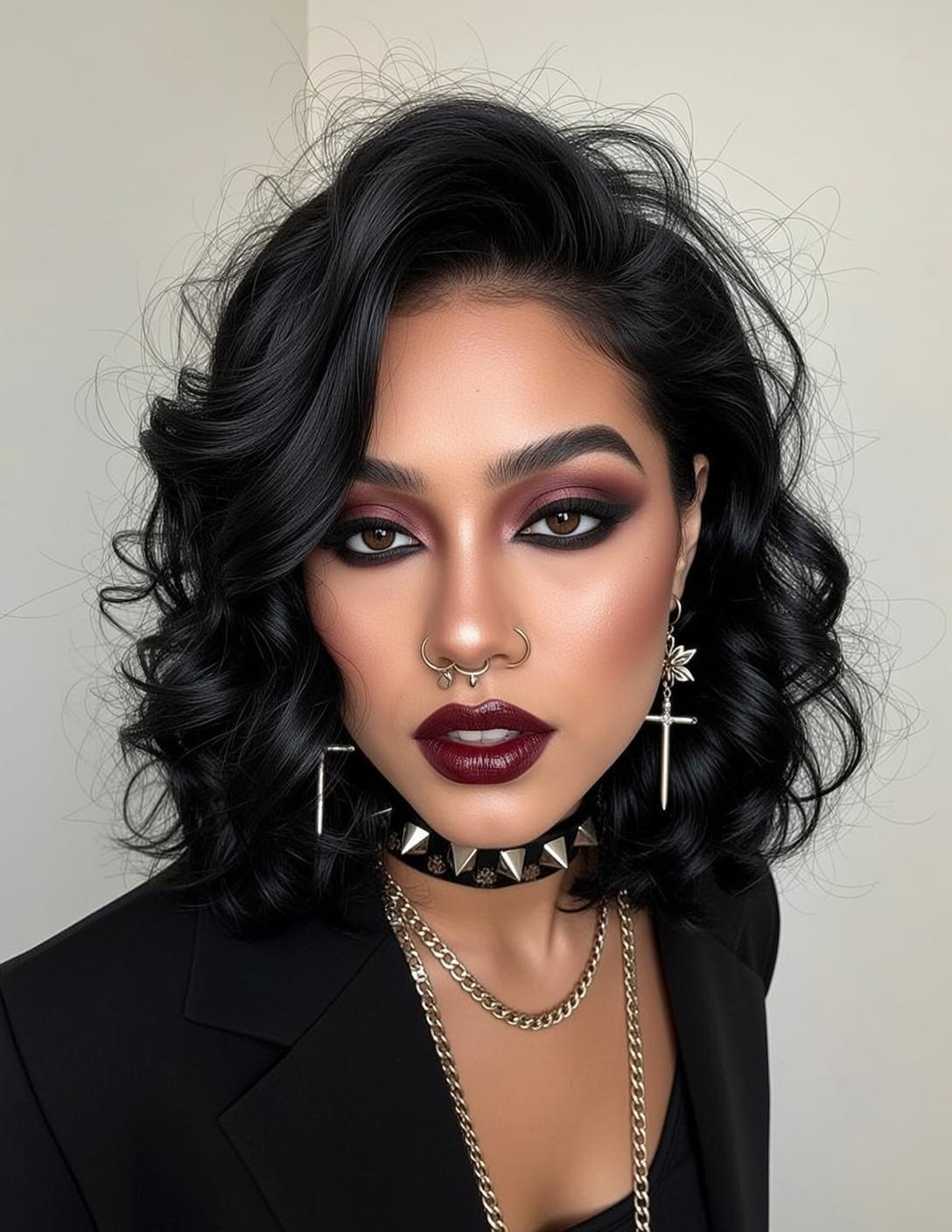 Halloween Makeup Young Dark Wavy Shoulder-length Medium-toned