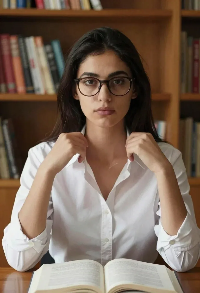 Medium Shot Young Woman With Glasses And Dark Hair Sitting