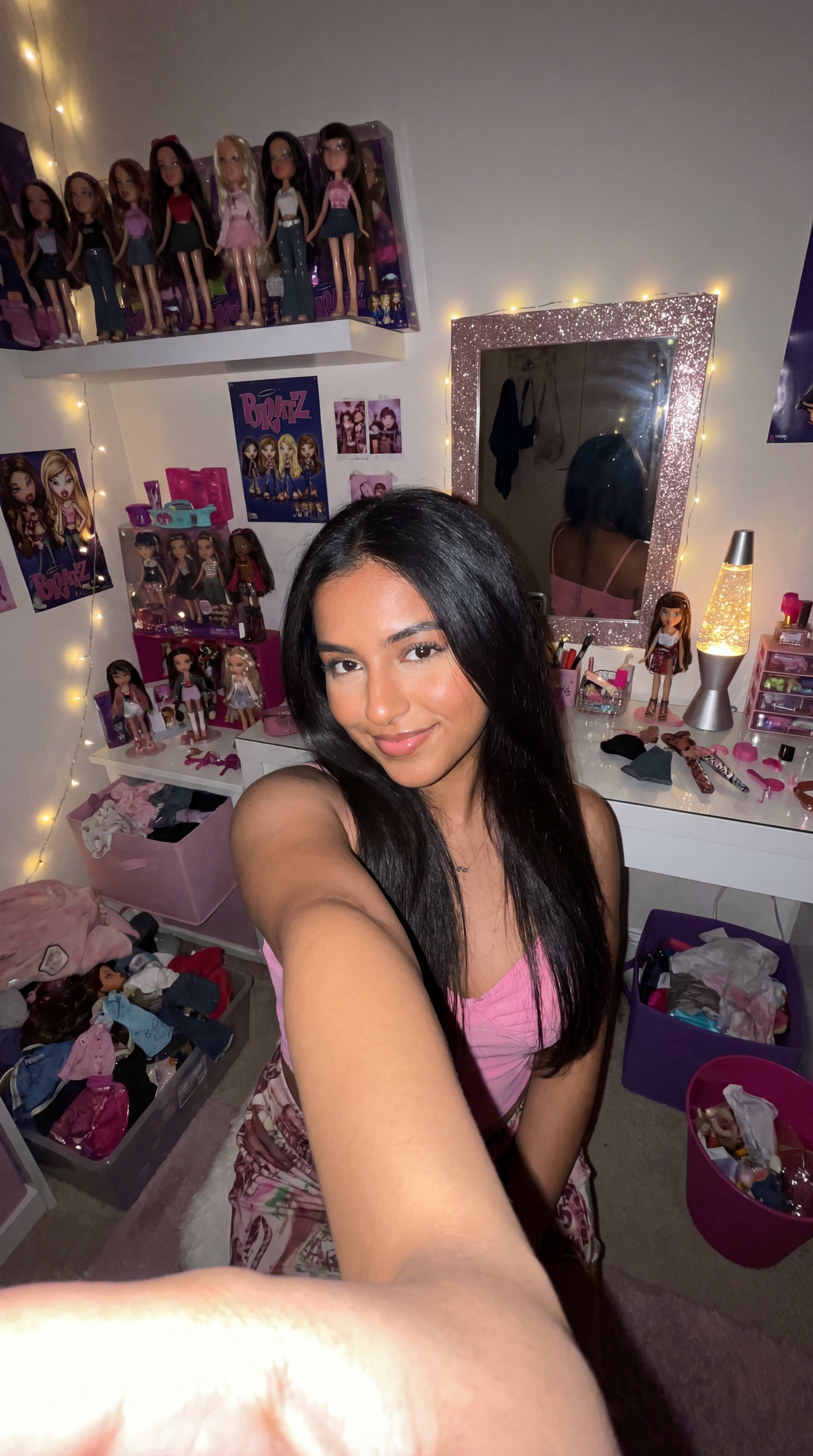 Selfie in Pink Bedroom filled with Dolls
