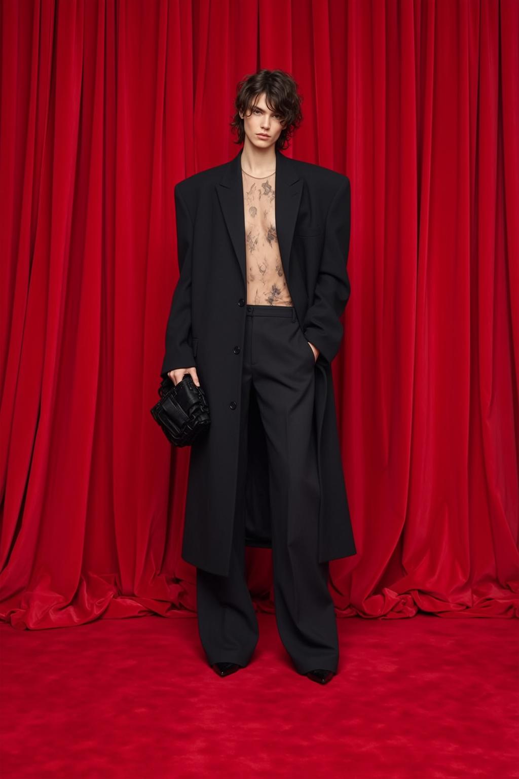 Fashion Week Androgynous Wavy Dark Brown Hair