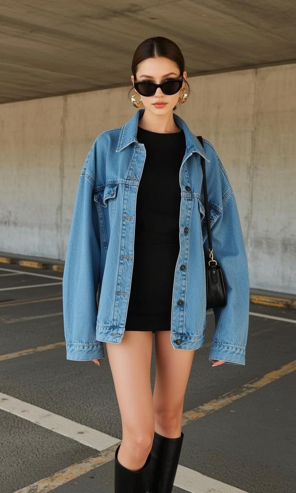 Denim Jacket Black Dress Street
