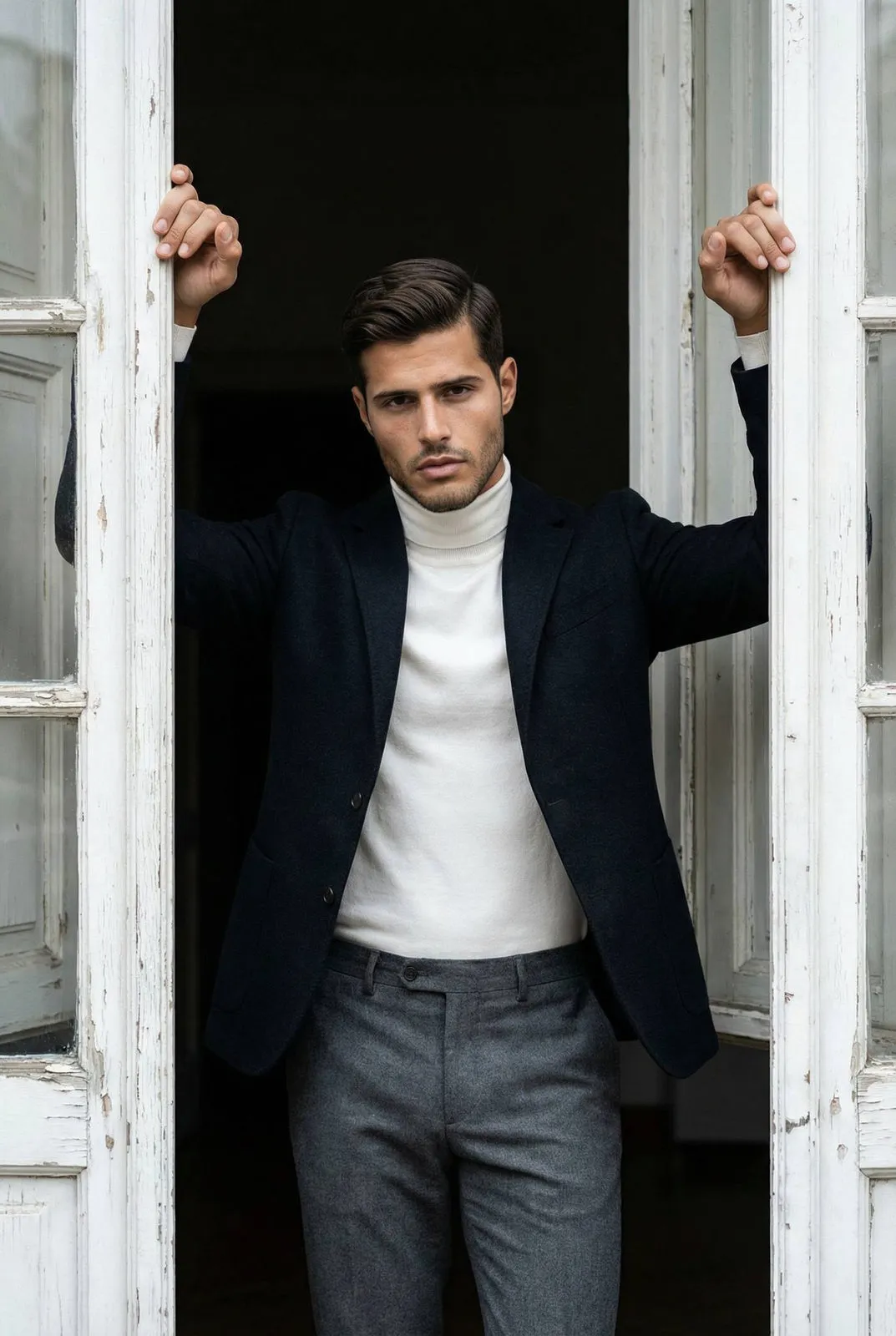 Man Aged Doors Fashion Portrait