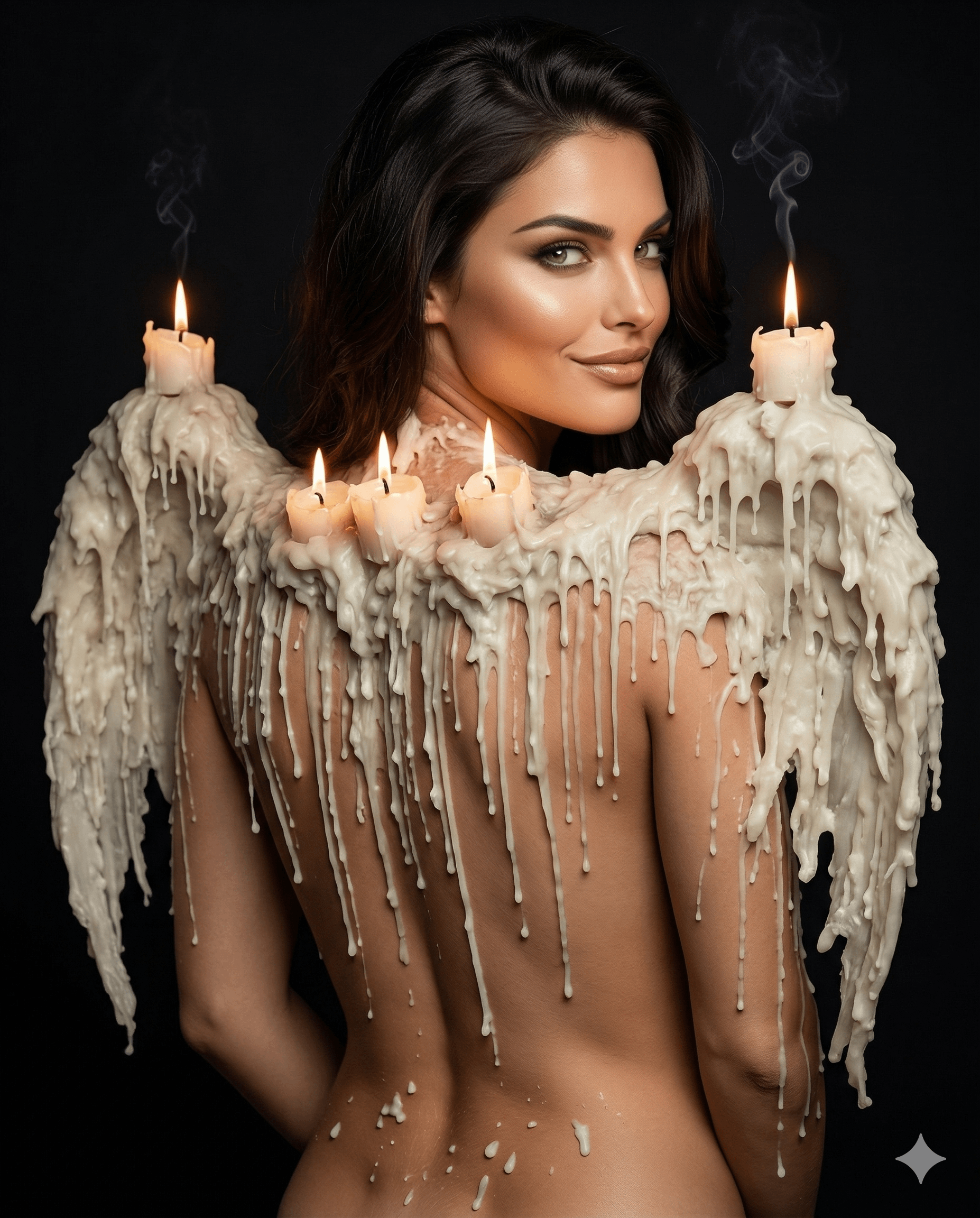 Candle Wax Wings Studio Portrait Dramatic Lighting