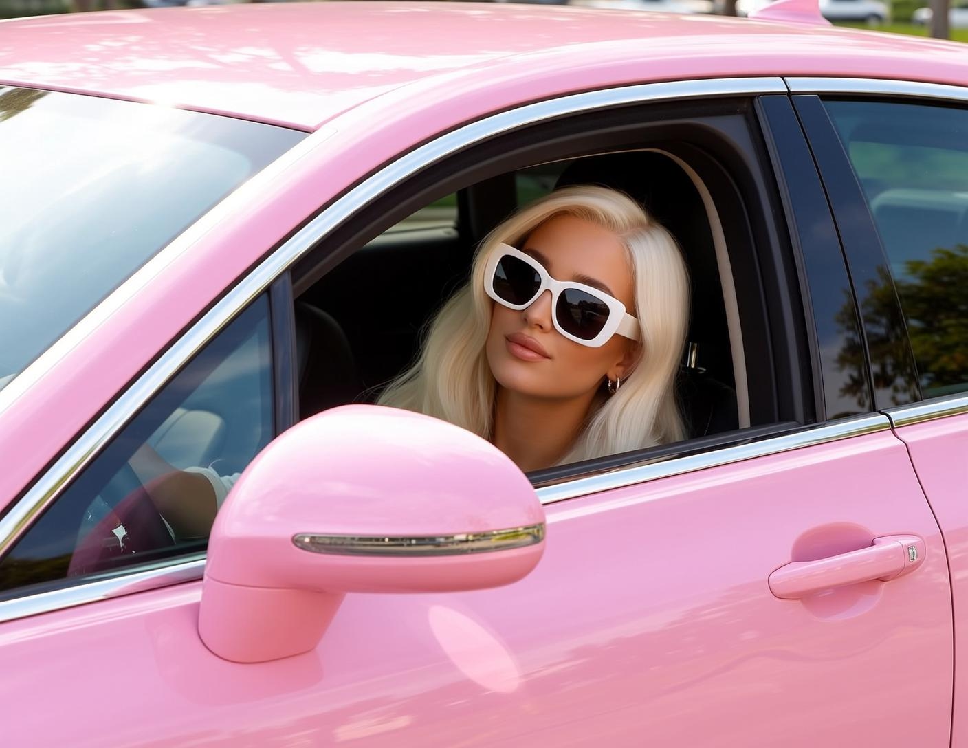 Barbiecore Seated Driver Seat Bright Pink Car