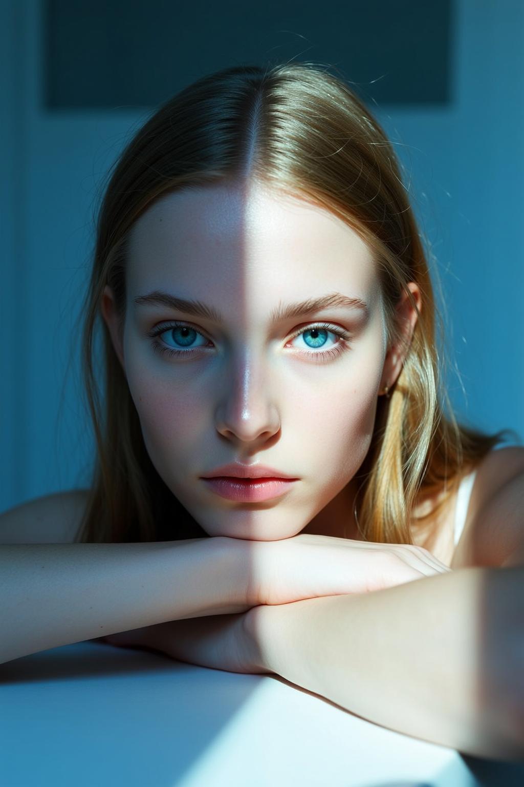Explore Positioned Facing Directly Towards Resting Her reference photo