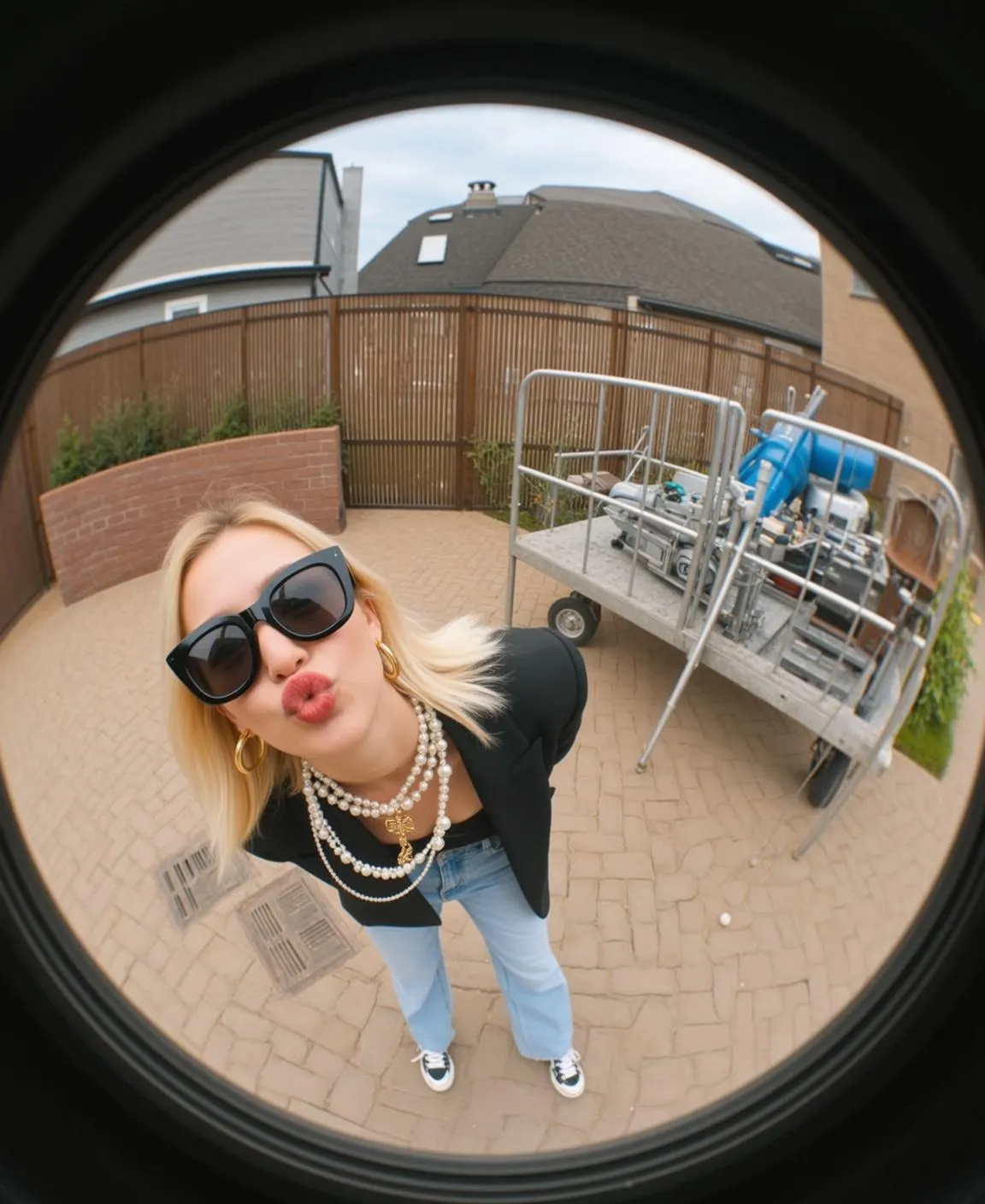 Sunglasses And Earrings And Necklace In Backyard
