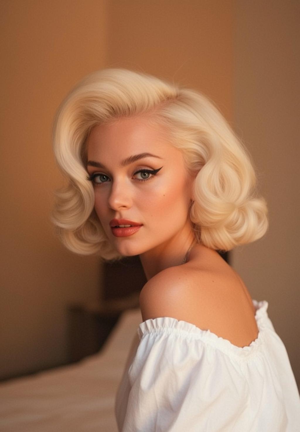 Blonde Woman Vintage Glamour Bedroom Soft Light
