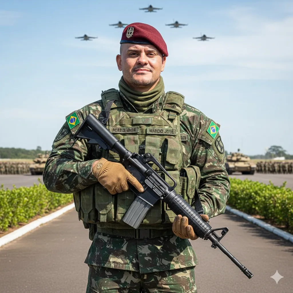 Brazilian Soldier Portrait Military Operation