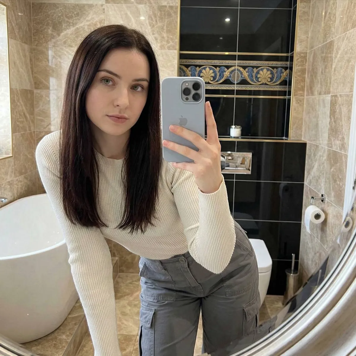 Cream Sweater Bathroom Mirror