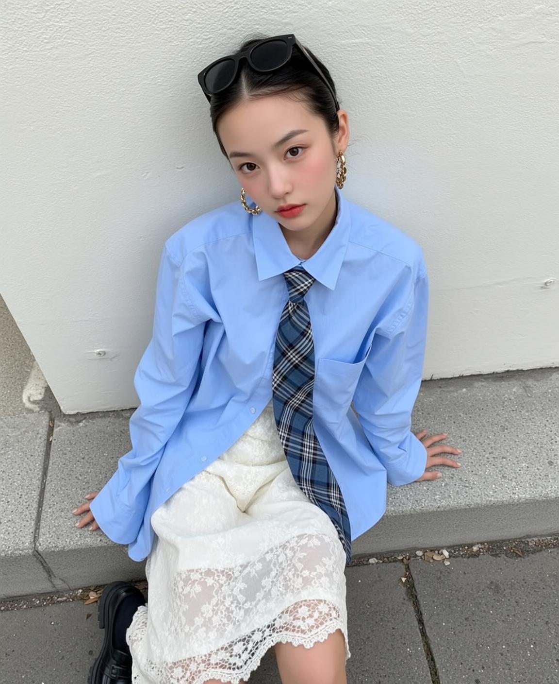 Balletcore Sitting Concrete Curb Leaning Against White