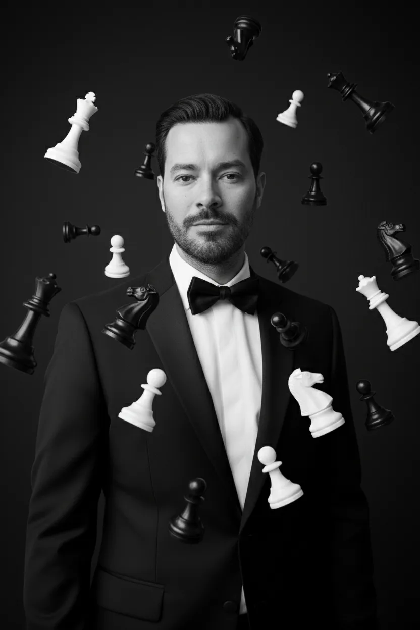 Chess Master In Black And White