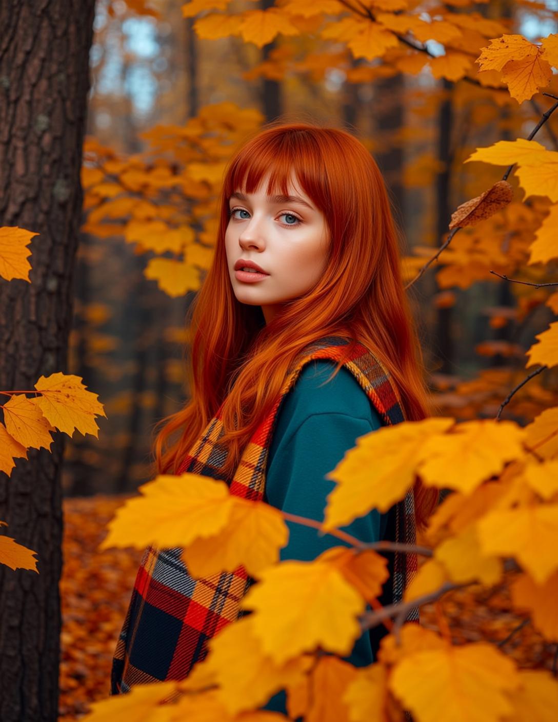 Teal Sweatshirt Autumn Forest