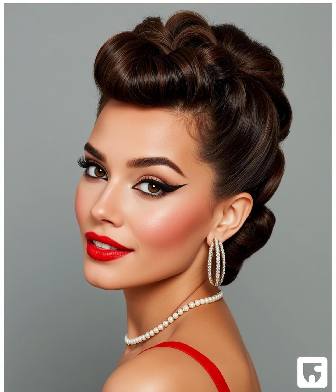 Makeup Posed Looking Her Left Shoulder Towards