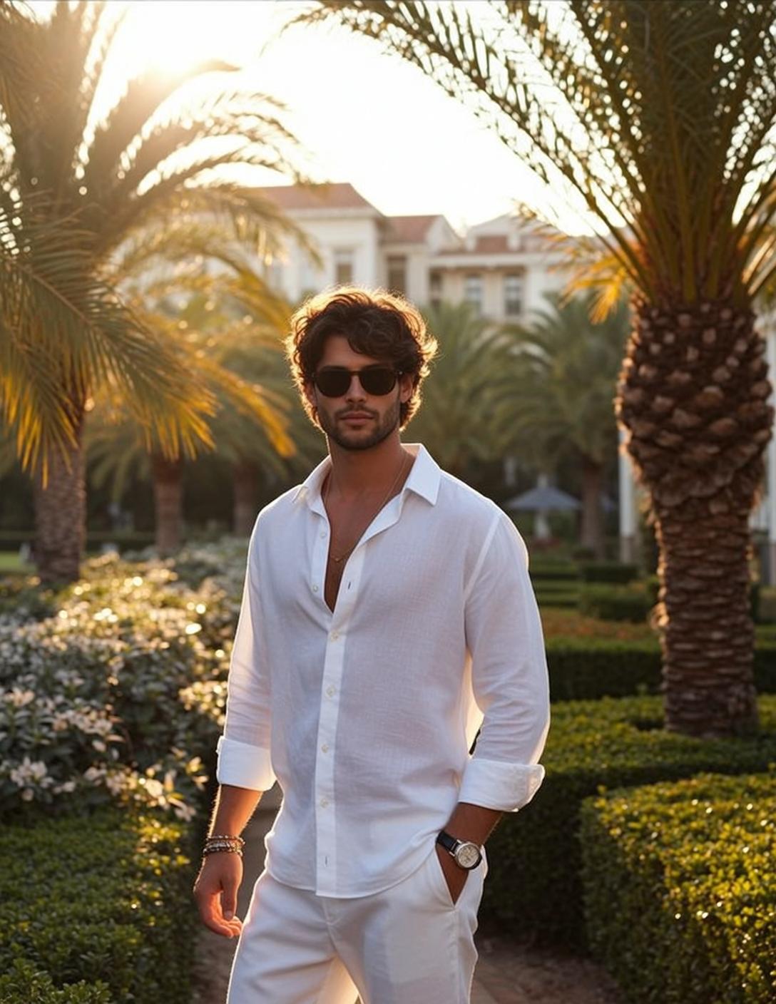 Linen Shirt Tropical Garden