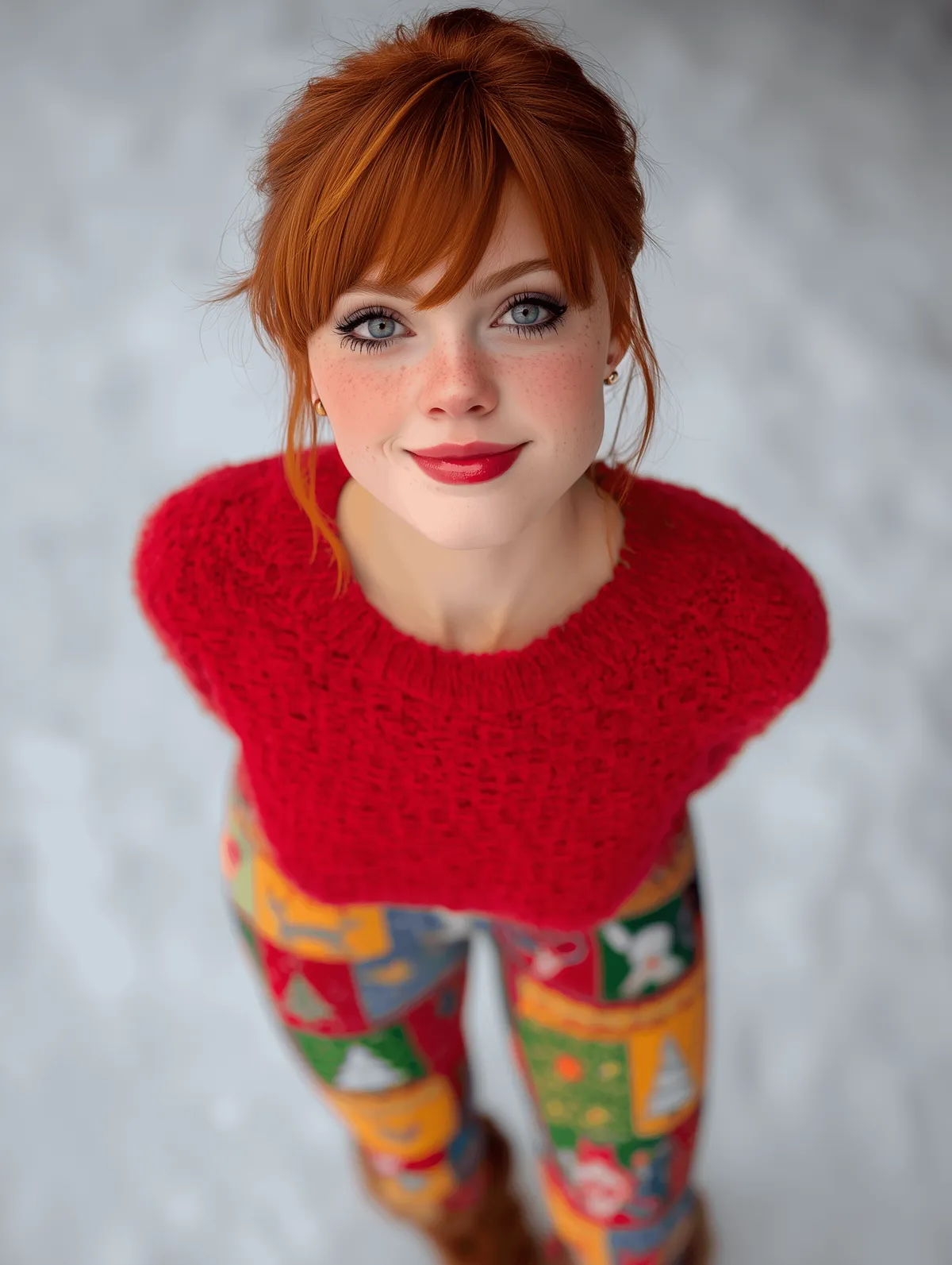 Makeup With Red Knit Sweater