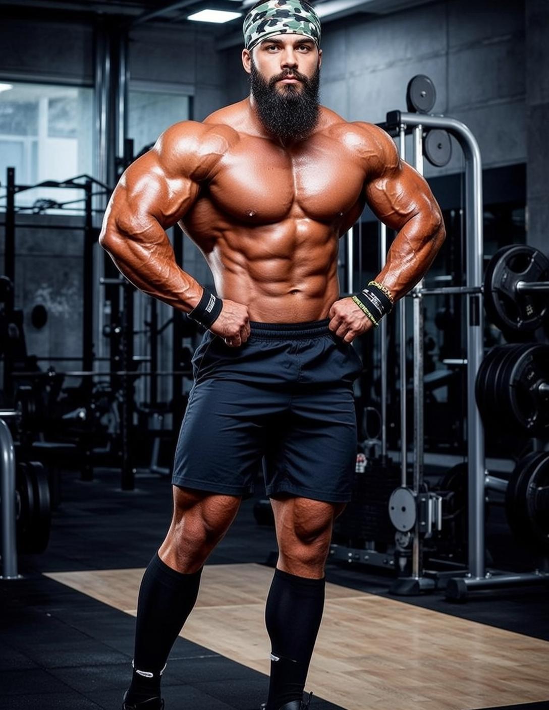 Muscular Short Dark Tanned Black Athletic Shorts