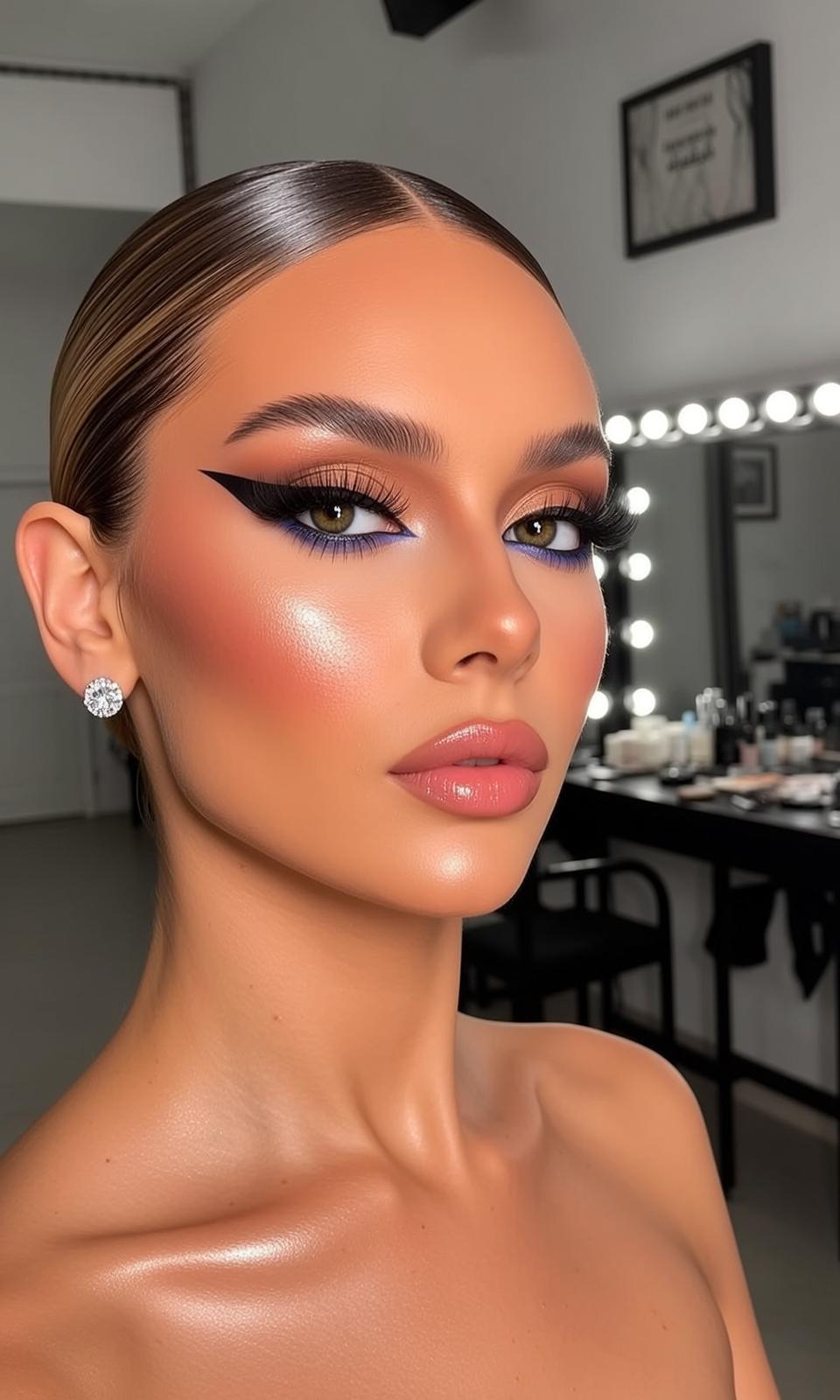 Makeup Captured Close-up Head-and-shoulders Her Body Angled