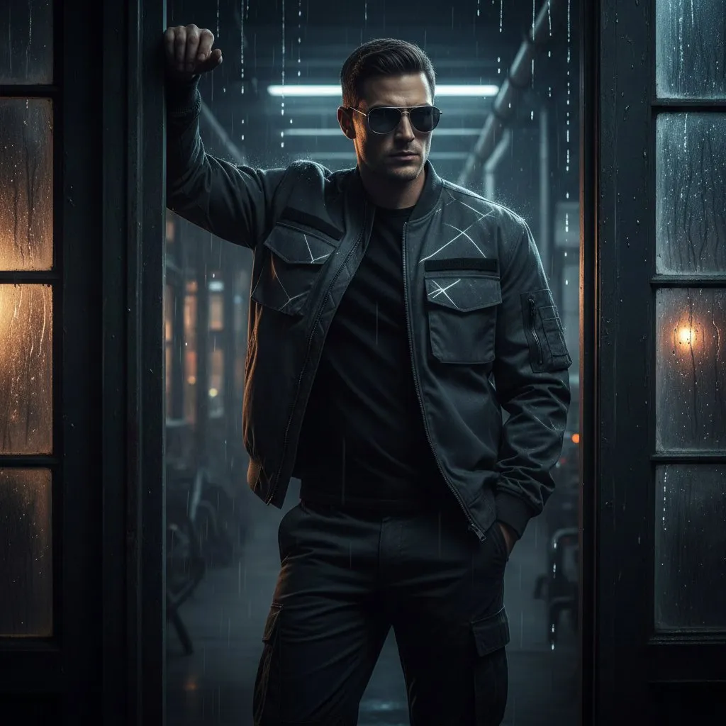 Sunglasses In Urban Bomber Jacket Portrait
