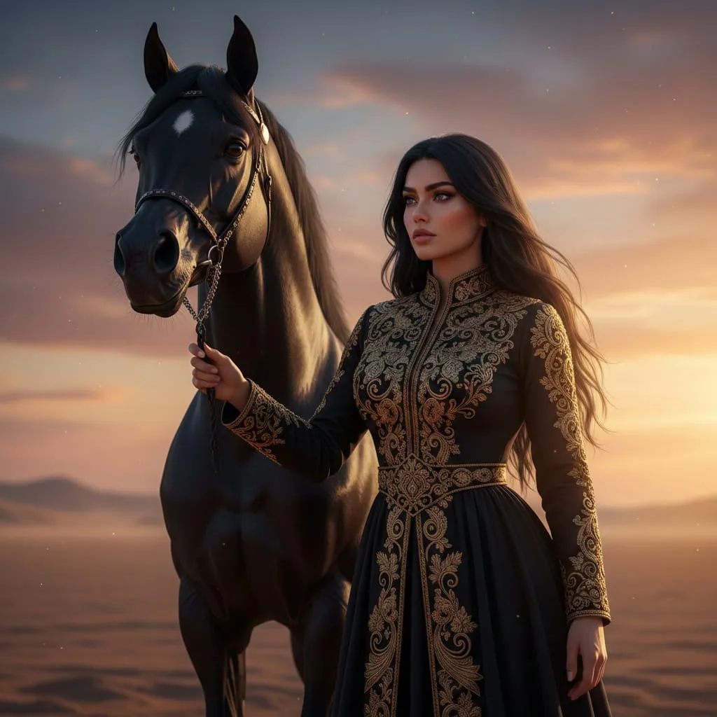 Regal Allure: A Sunset Portrait of Elegance and Power