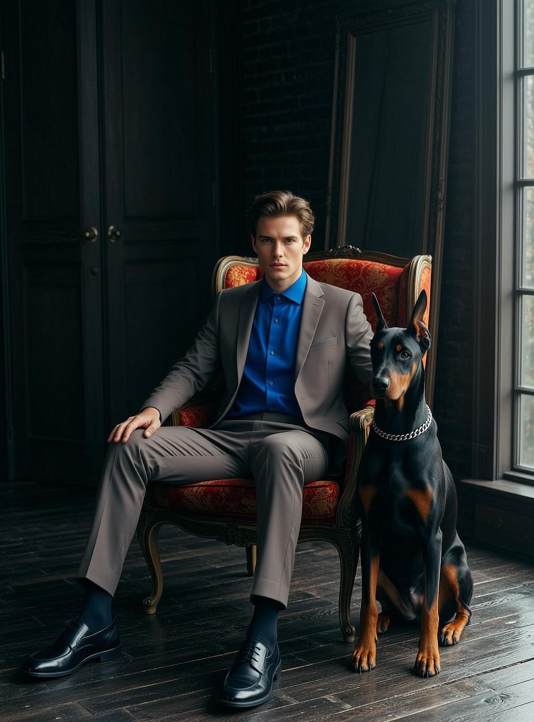 Young Brown Styled Fair Blue Dress Shirt
