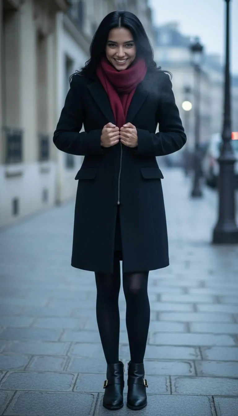 Structured On Cobblestone Parisian Sidewalk During
