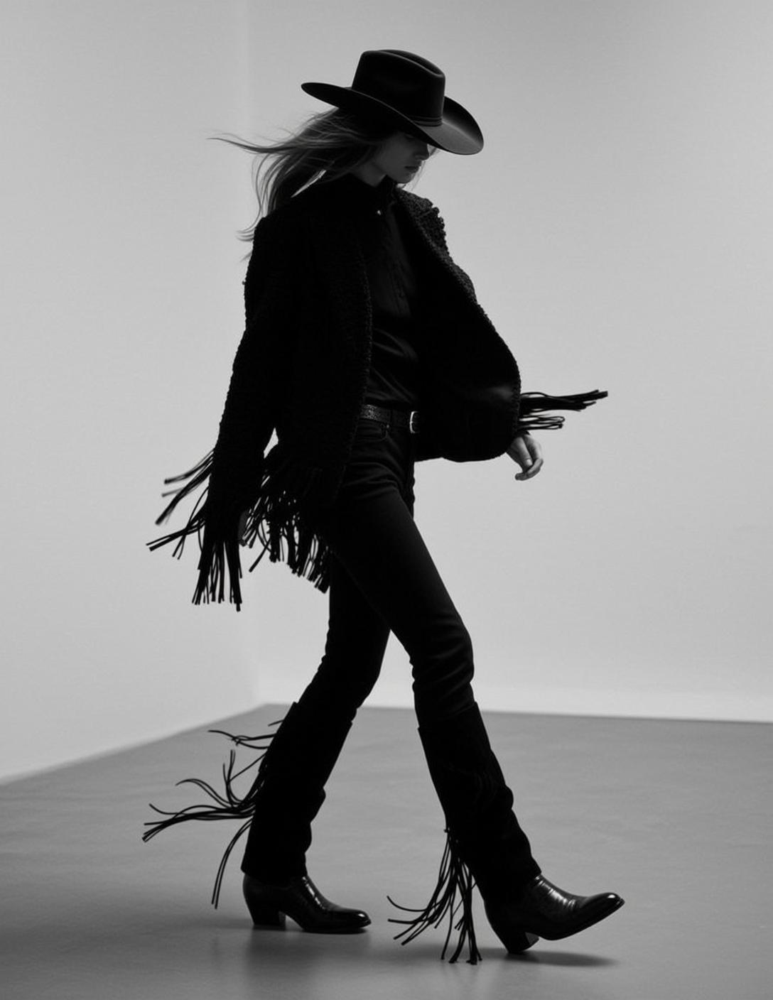 Full-body Medium Shot Black And White Photograph Captures Slender Woman